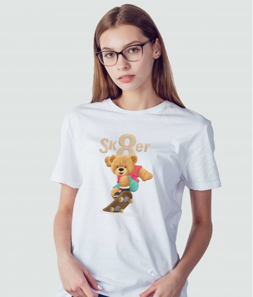 Дамска тениска с щампа Мечета Sk8er bear